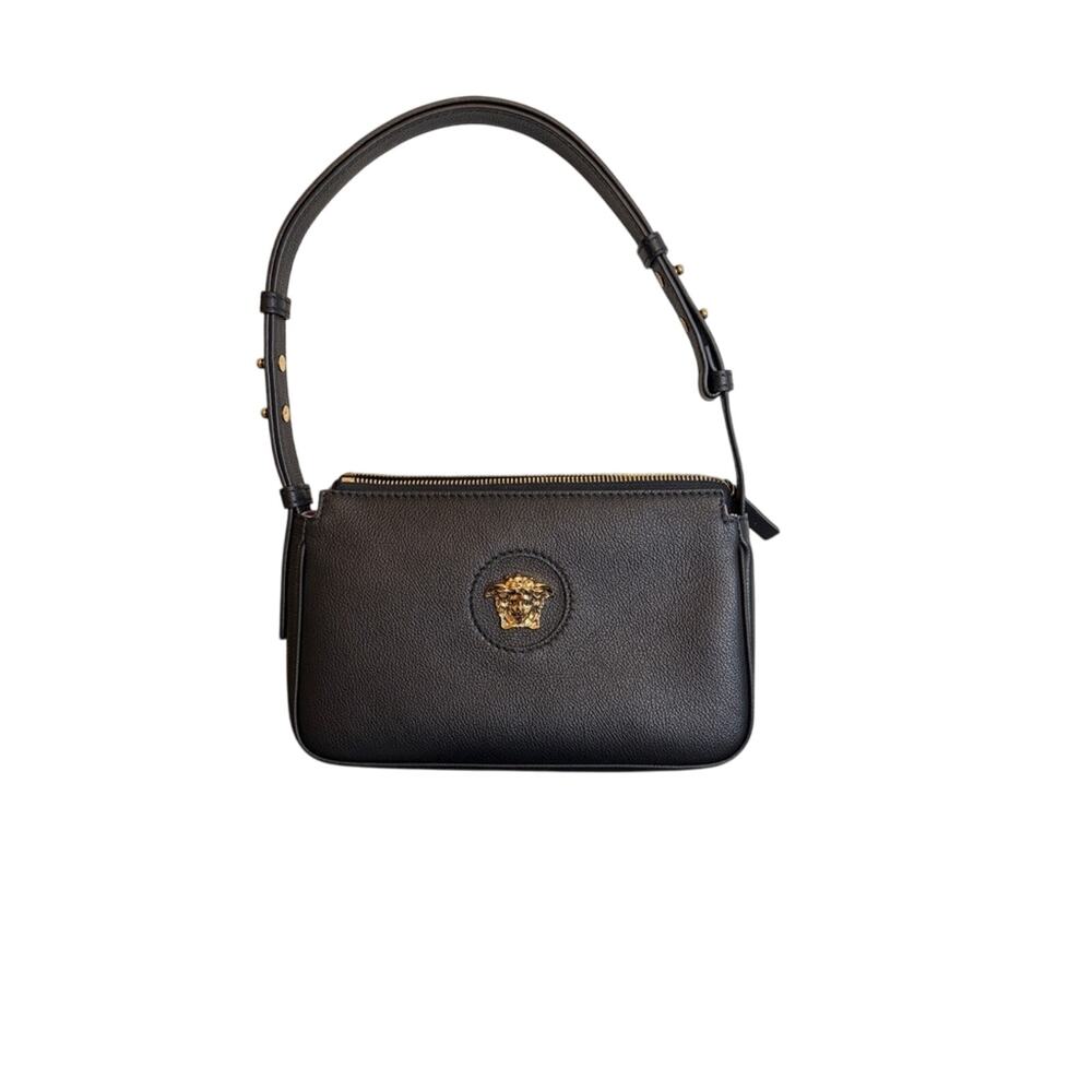 Versace Grained Calfskin Medusa Shoulder Bag BlackNWT